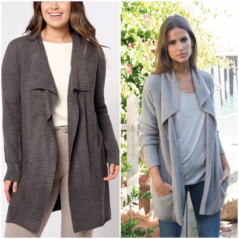 Barefoot Dreams Java Brown CozyChic Lite Coastal Cardi Waffle Knit Cardigan